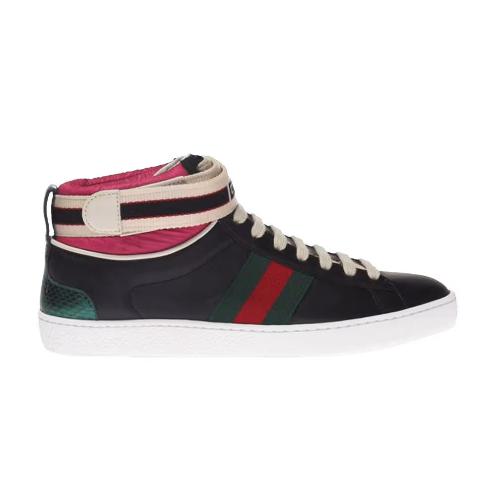 Gucci Women's Ace Web Stripe High Black Pink