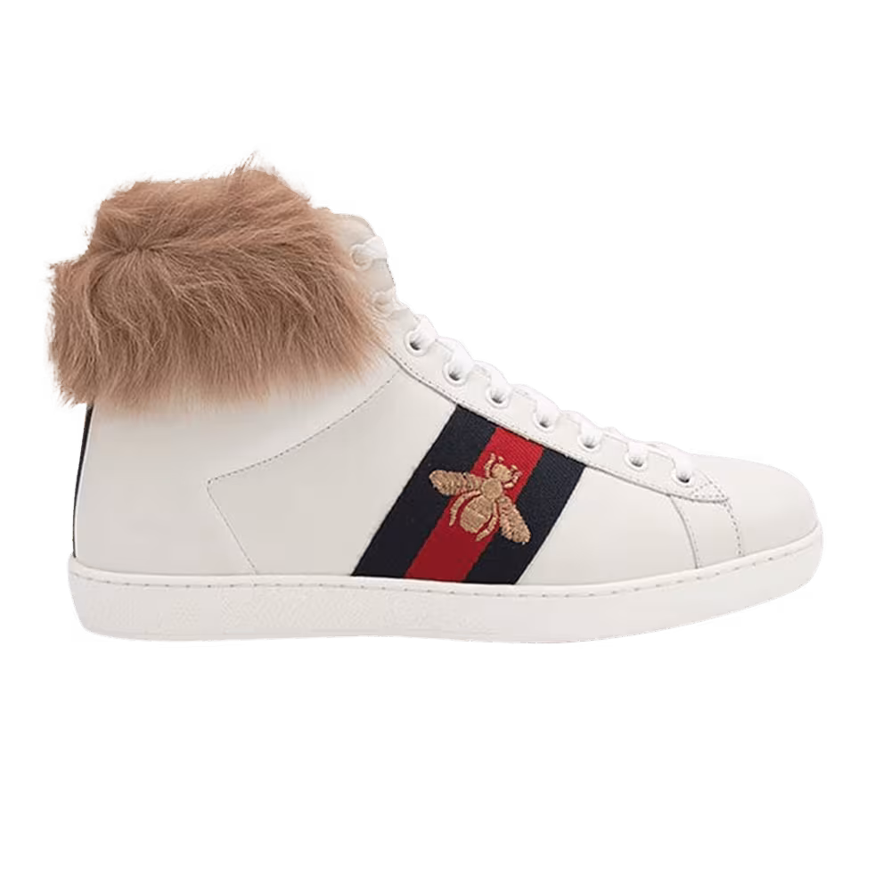 Gucci Stripe Ace High White Fur