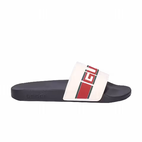 Gucci Stripe Rubber Slide Sandal 'White Red Green'