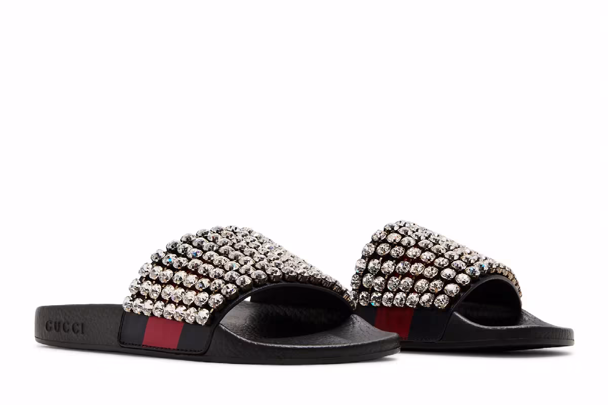 Gucci Women's Web Slide Crystal, view 9