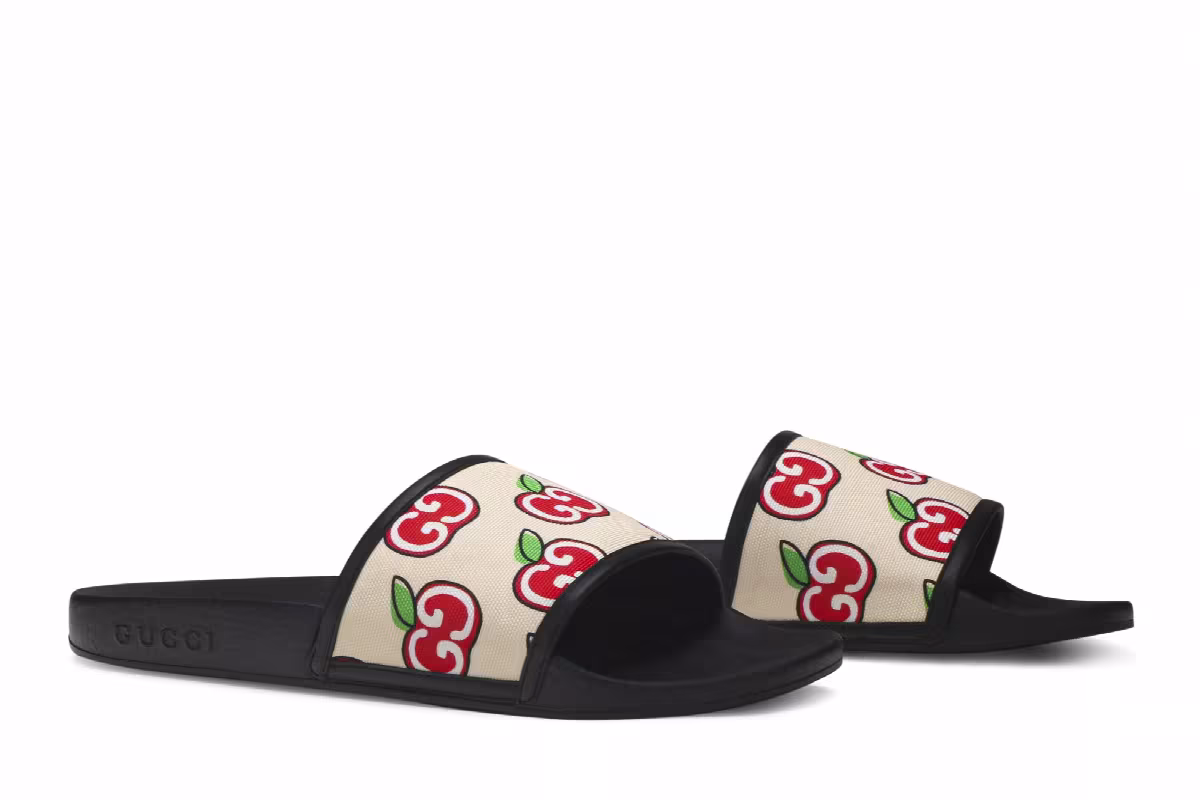 Guccie Women's Slide Apple Print, view 9