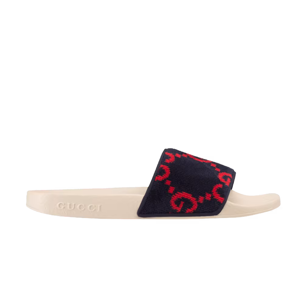 Gucci Women's GG Terry Cloth Slide Blue Red