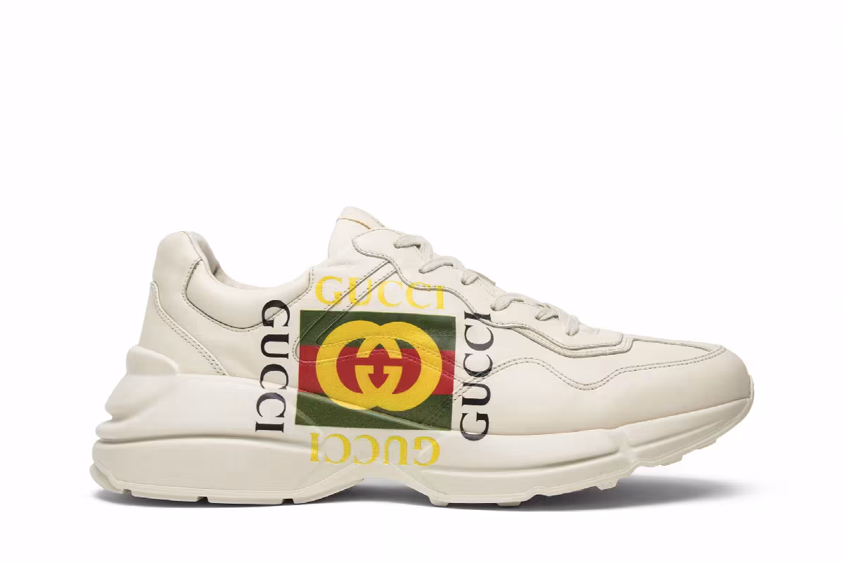 Gucci Rhython Leather Sneaker Square Logo, view 2