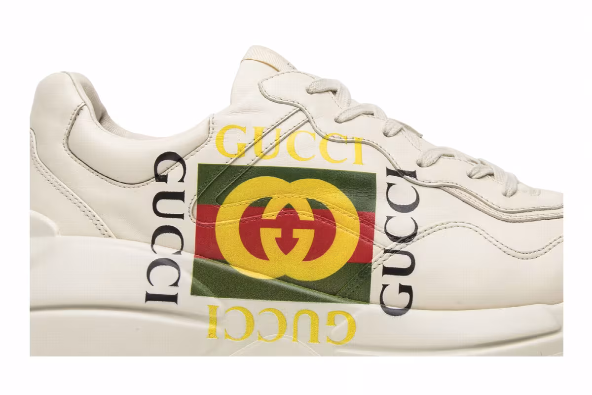 Gucci Rhython Leather Sneaker Square Logo, view 3