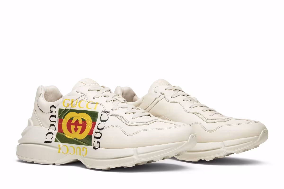 Gucci Rhython Leather Sneaker Square Logo, view 9