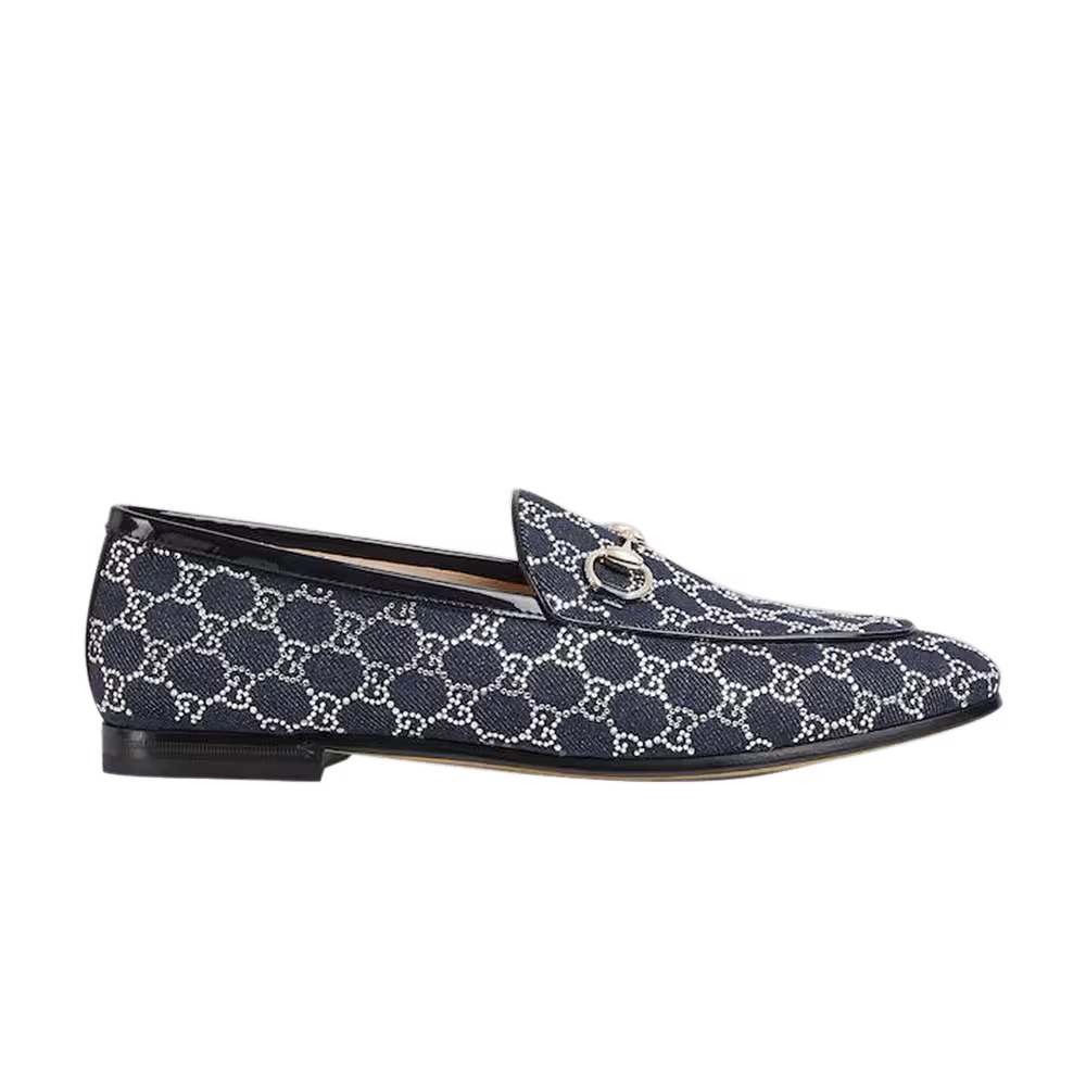 Gucci Women's GG Jordaan Loafer Blue Denim Crystal