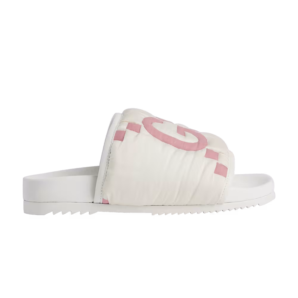 Gucci Women's Maxi GG Slide Sandal White Pink Matelassé