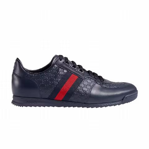 Gucci Leather Web Sneaker 'Blue'