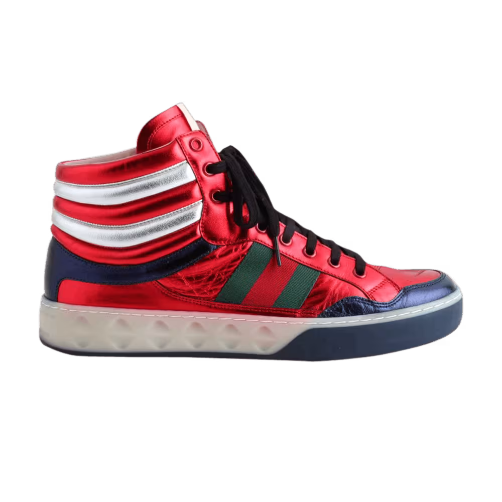 Gucci Leather High Metallic Red