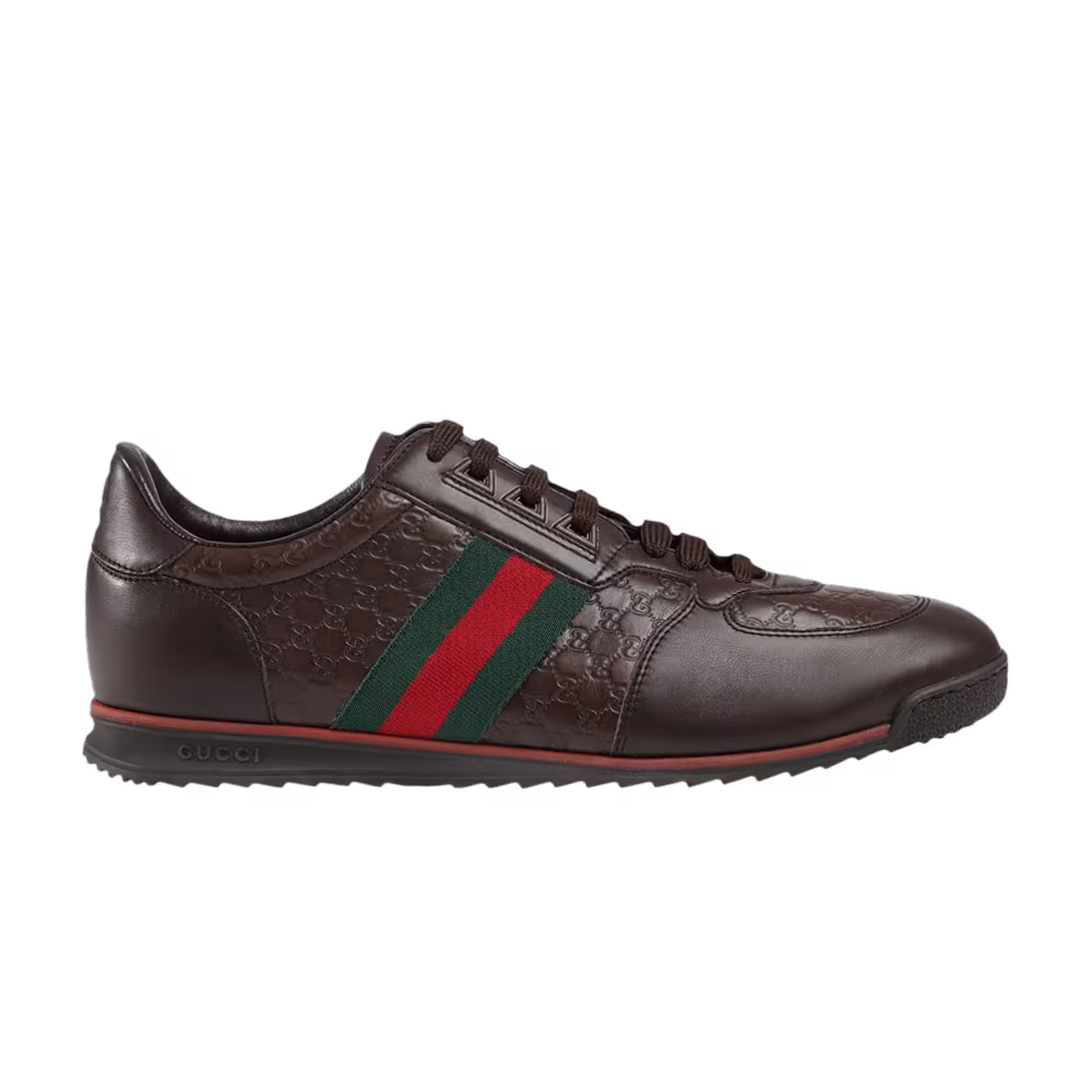 Gucci Leather Web Sneaker Chocolate