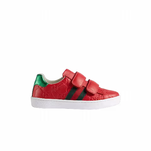 Gucci Signature Leather Web Sneaker Children