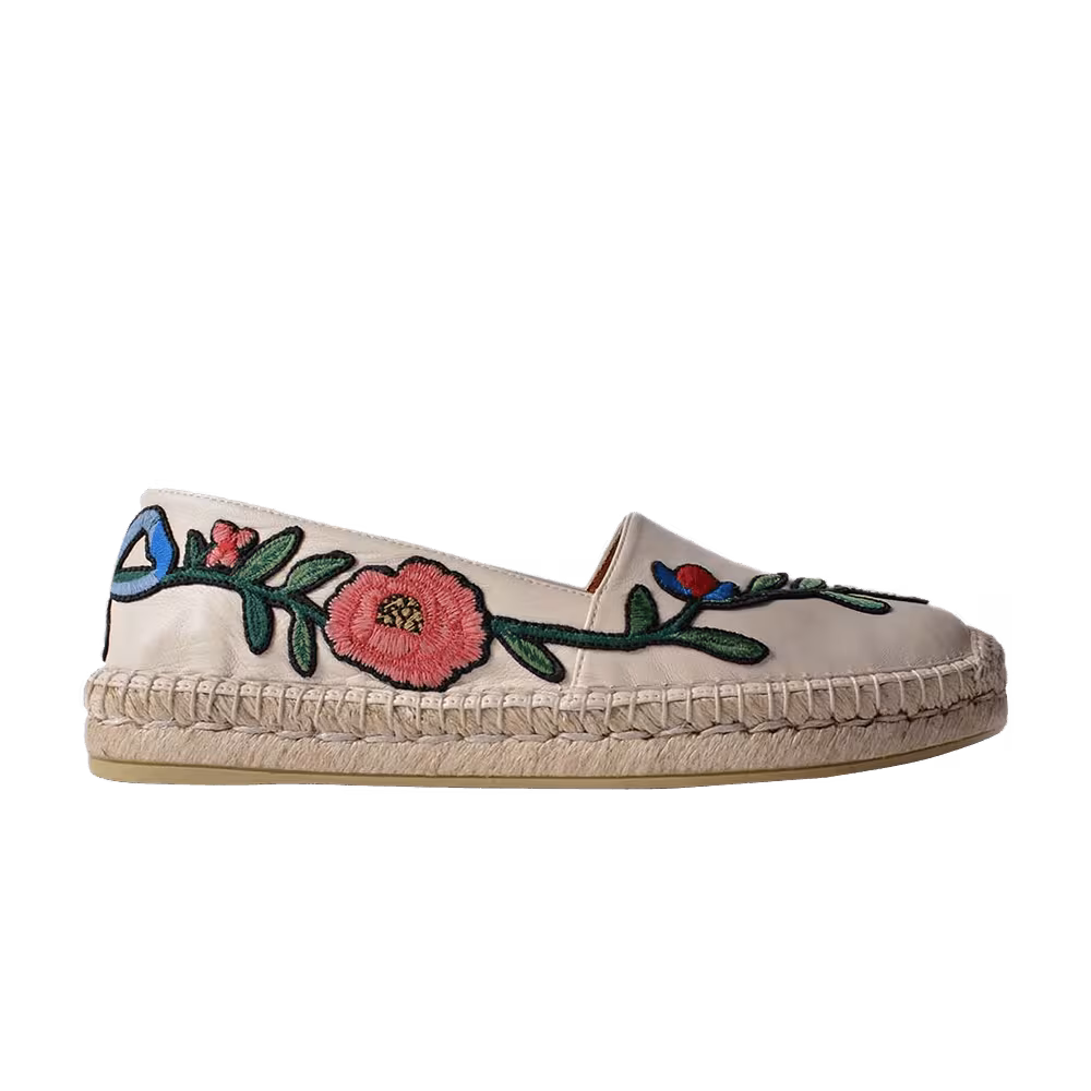 Gucci Women's Embroidered Espadrille White Floral