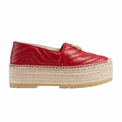 Gucci Wmns GG Espadrilles Double Platform 'Hibiscus Red'