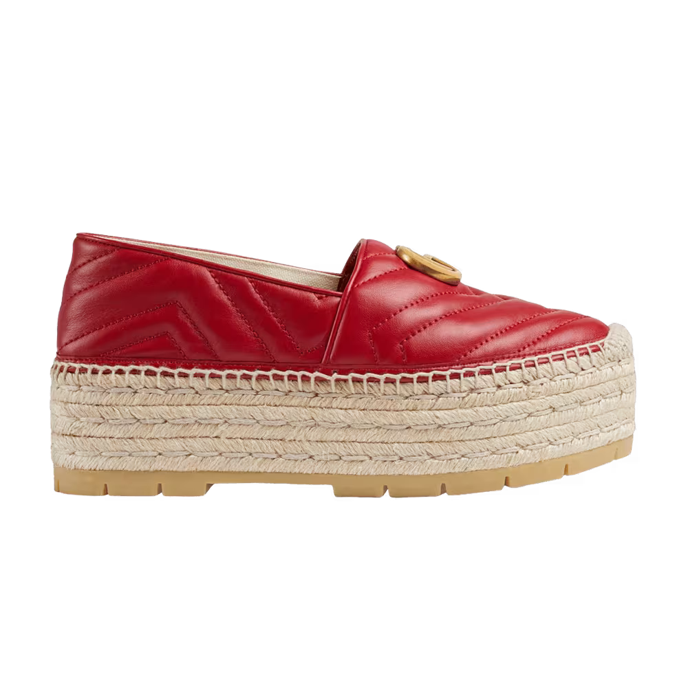 Gucci Women's GG Espadrilles Double Platform Hibiscus Red