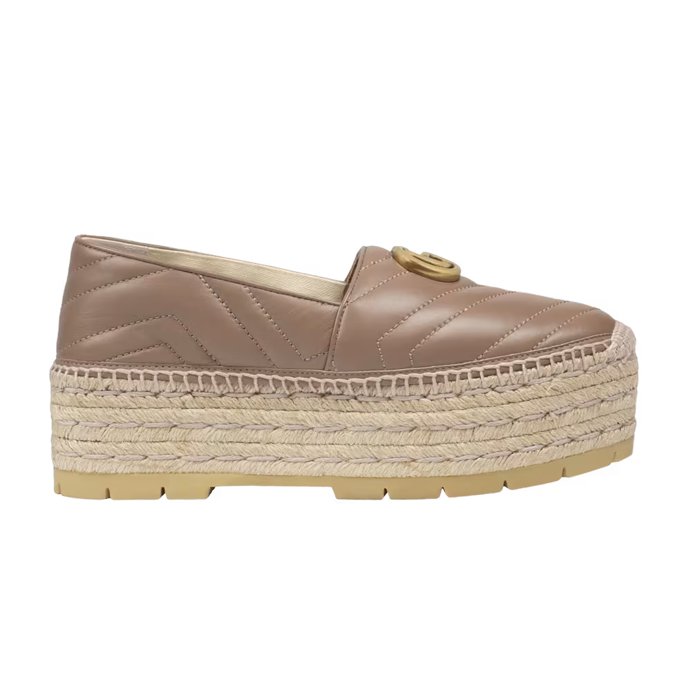 Gucci Women's GG Espadrilles Double Platform Porcelain Rose