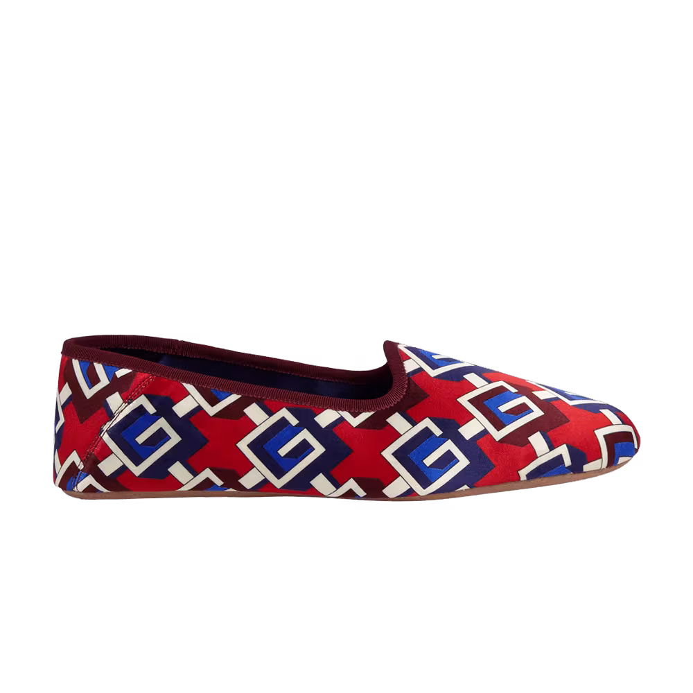 Gucci Slipper Geometric G Print - Red Satin Voyage