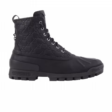 Gucci Guccissima Lace Up Duck Boot 'Black'