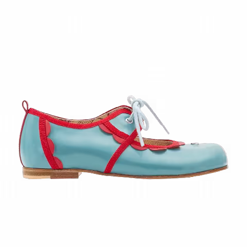 Gucci GG Leather Ballet Kids 'Light Blue Red'