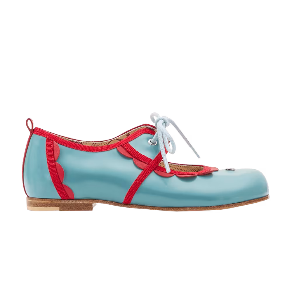 Gucci GG Leather Ballet Kids Light Blue Red