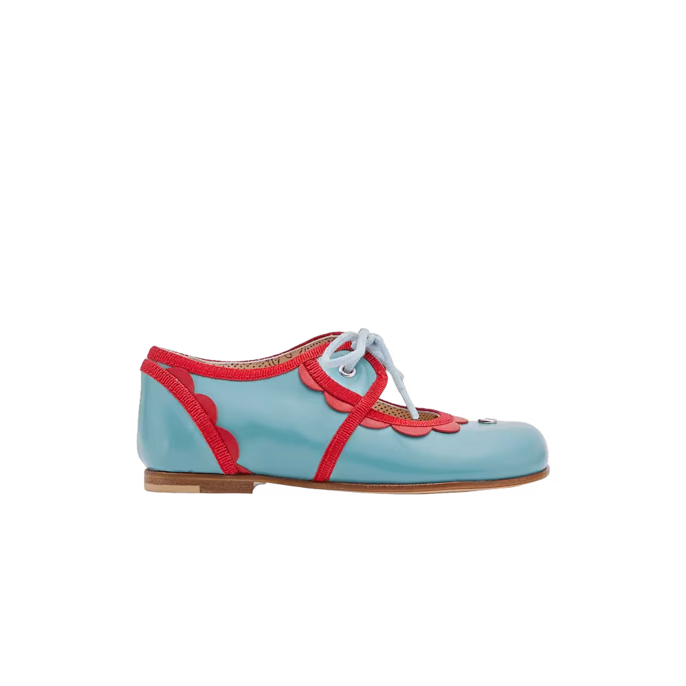 Gucci GG Leather Ballet Toddler Light Blue Red