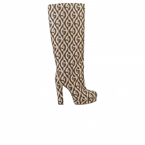 Gucci Wmns Mini Diamonds Knee High Boots 'Brown Beige'