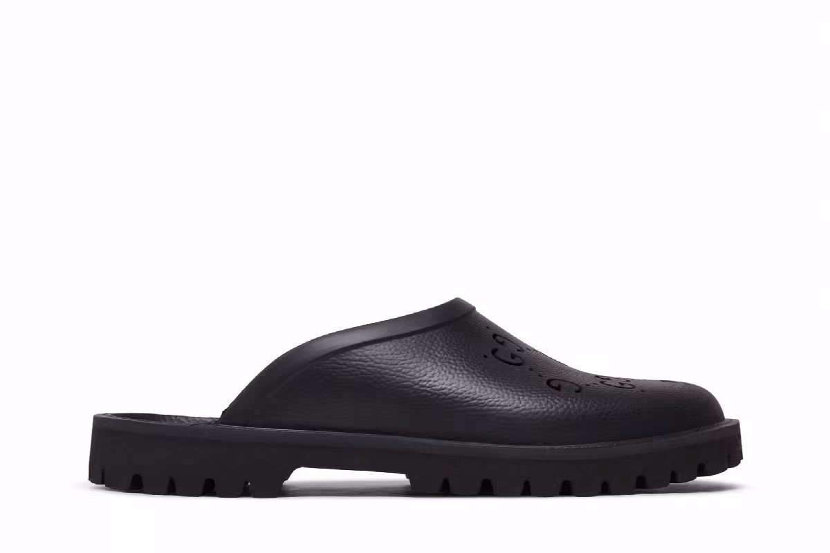 Gucci Slip On Sandal Cut Out Monogram - Black, view 2