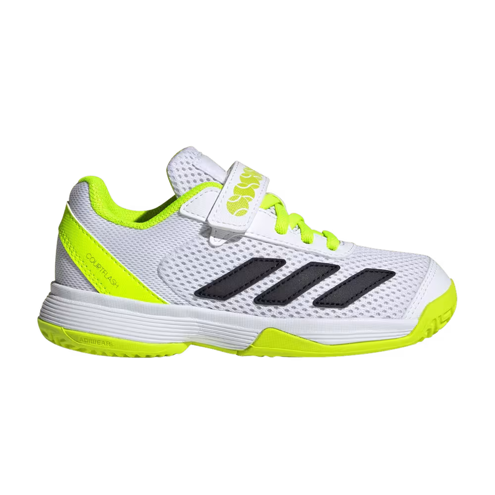 adidas CourtFlash Hook & Loop C White Black Lucid Lemon