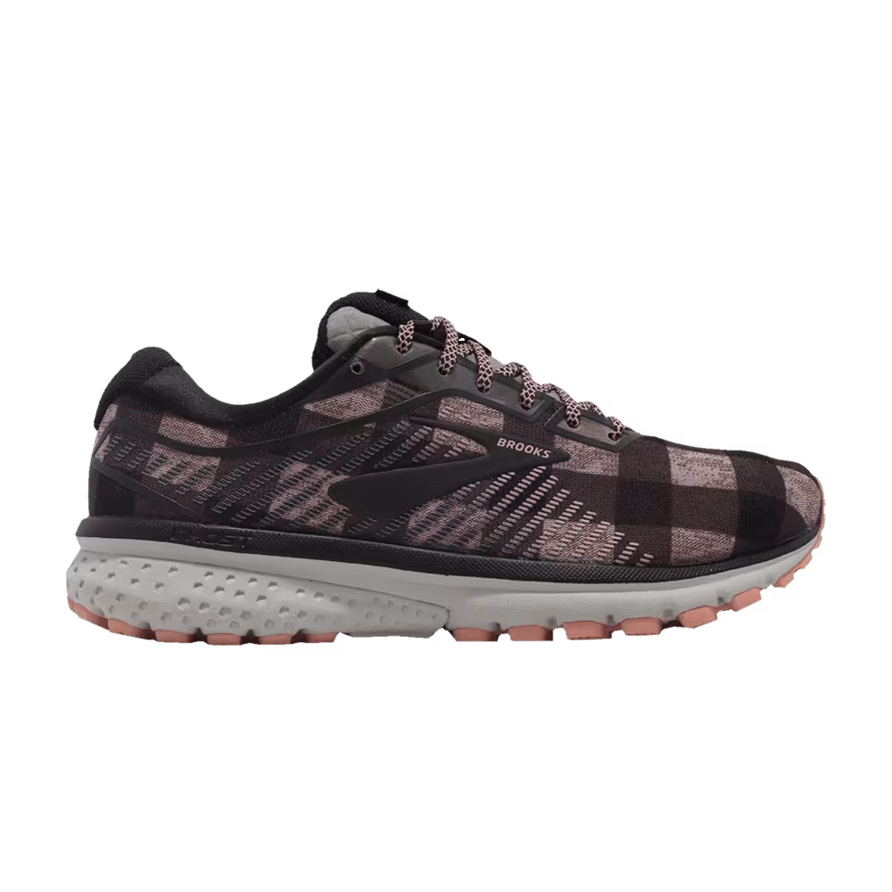 Brooks Women's Ghost 12 Black Pink Plaid
