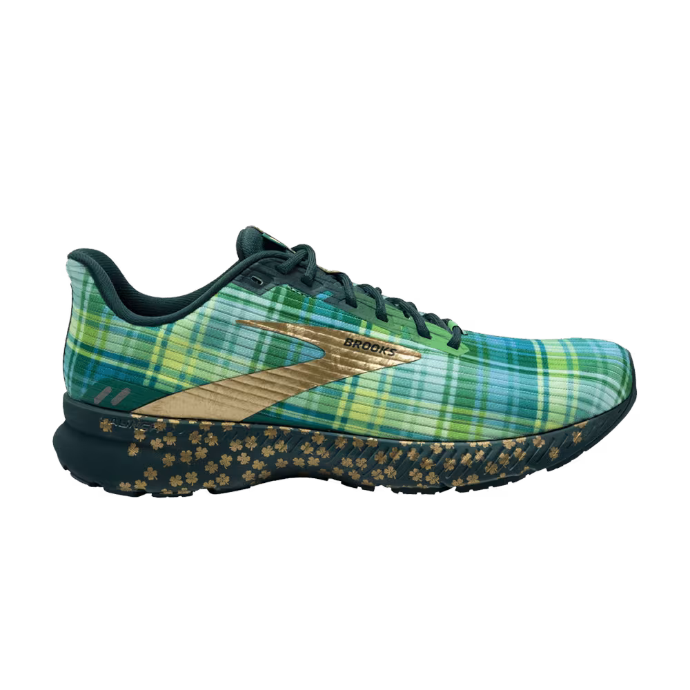 Brooks Launch 8 Fern Green Plaid Clover