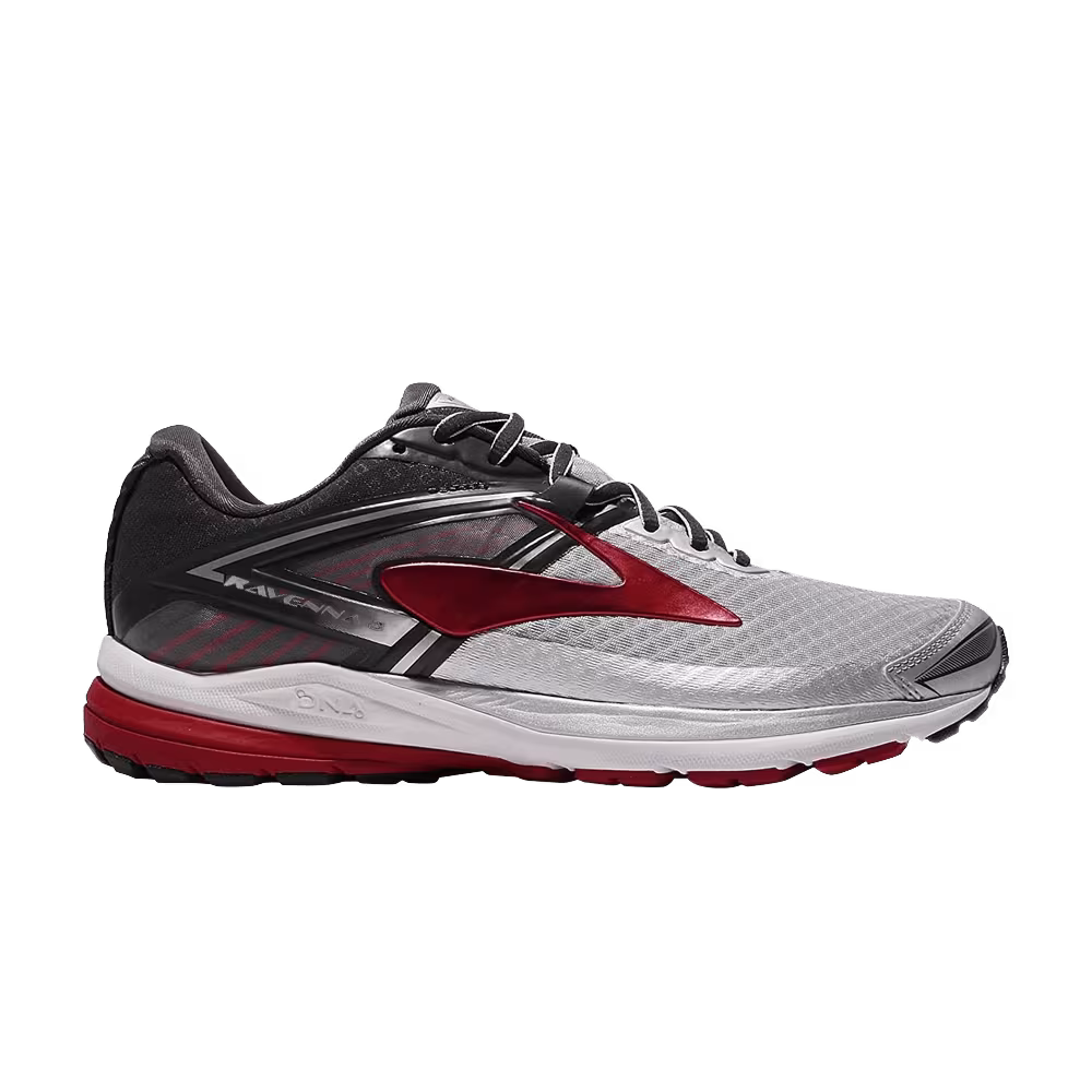 Brooks Ravenna 8 2E Wide Silver High Rish Red