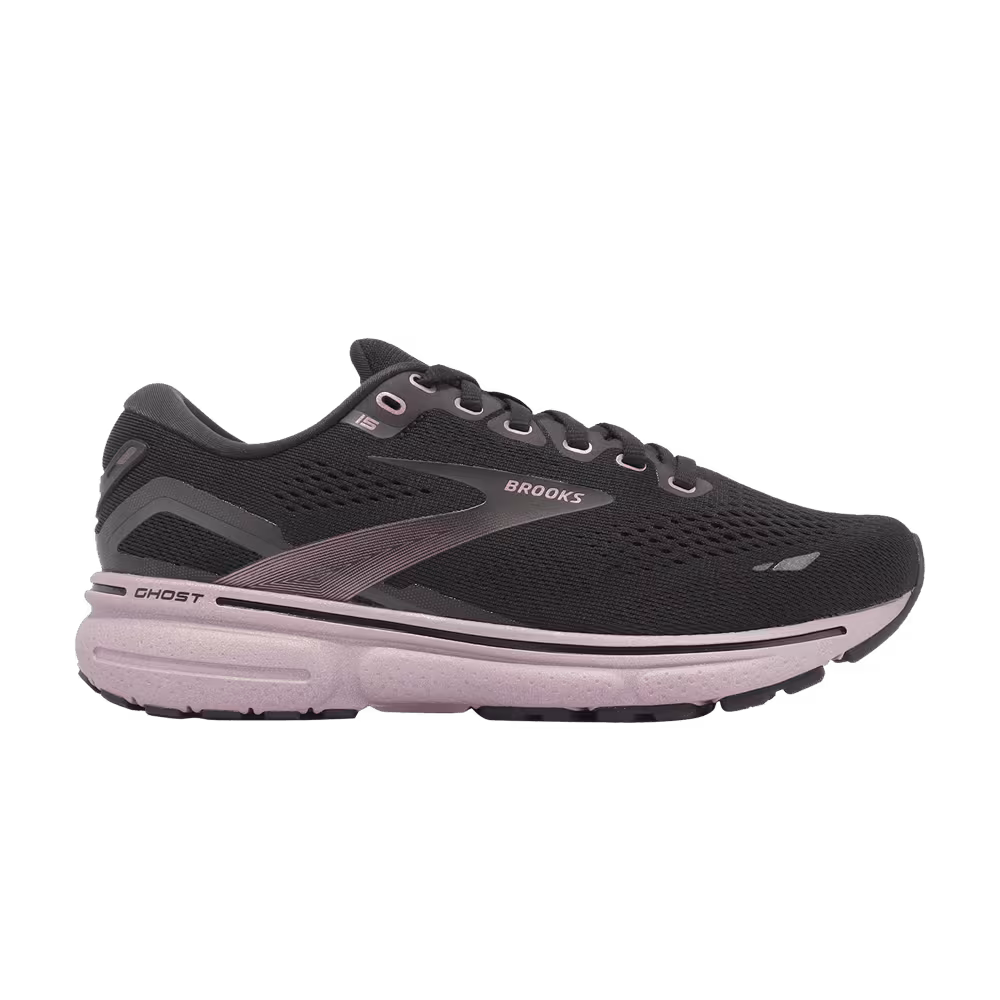 Brooks Women's Ghost 15 D Wide Black Rose Gold
