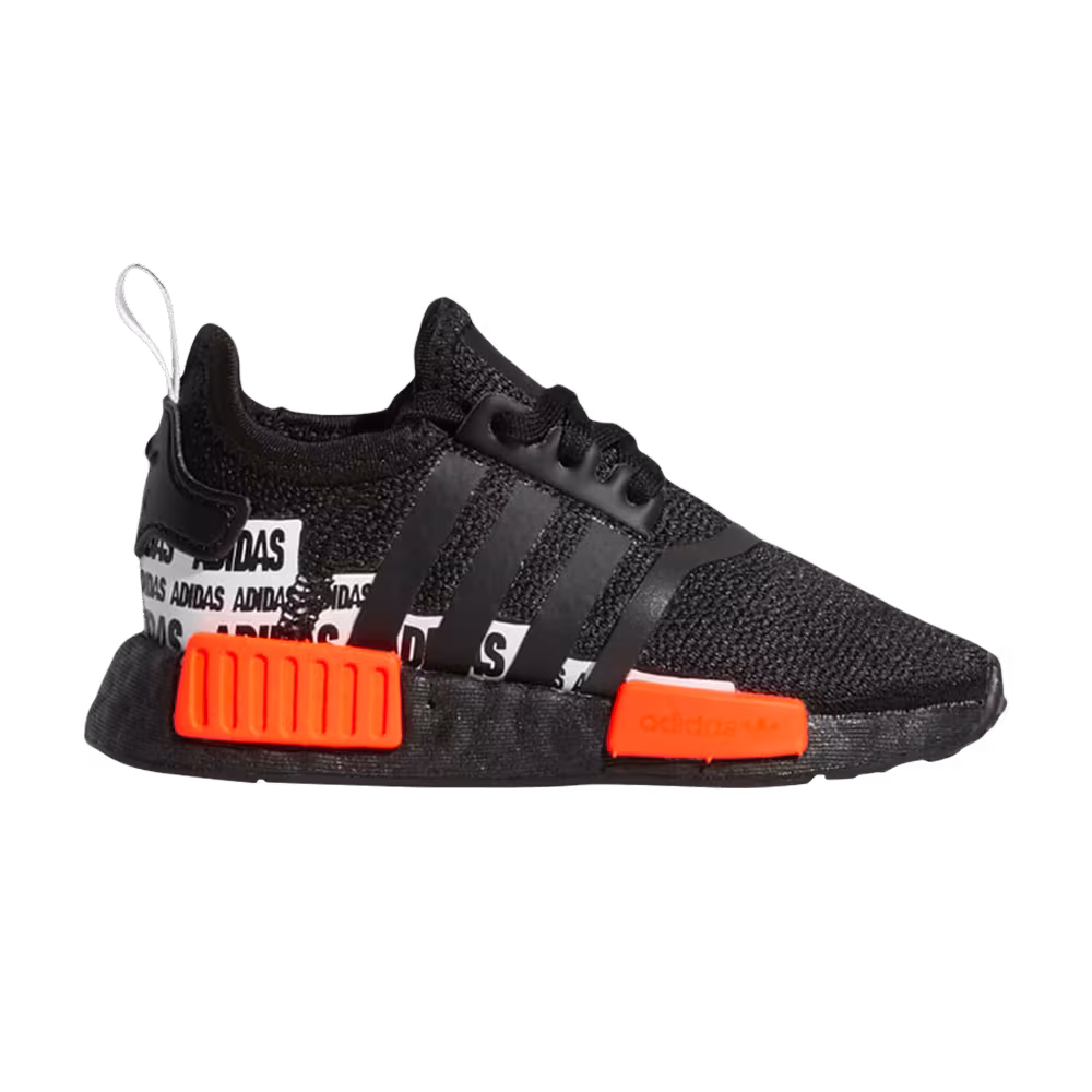 Adidas NMD_R1 Infant Wordmark Heel Stripe - Black Solar Red
