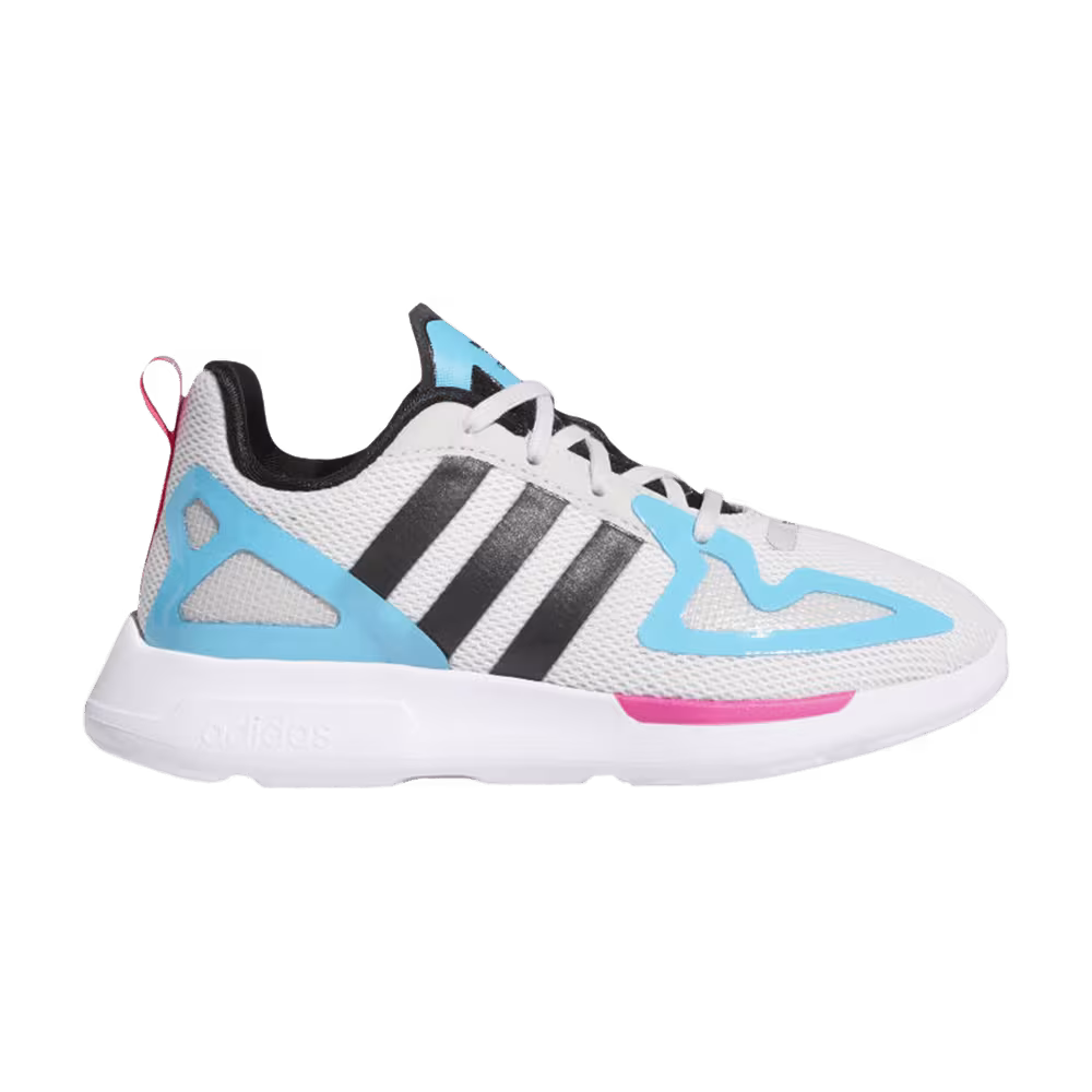 Adidas ZX 2K Flux Little Kid White Signal Cyan
