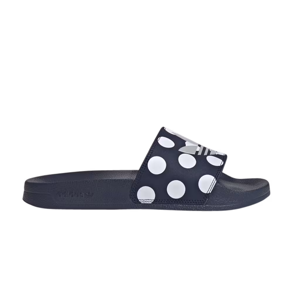 Adidas Women's Adilette Lite Slides Trefoil Logo - Polka Dot Navy