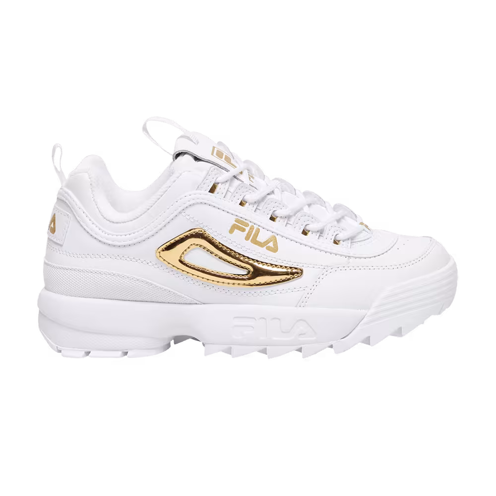 Fila Women's Disruptor 2 Metallic Accent - White Metallic Gold