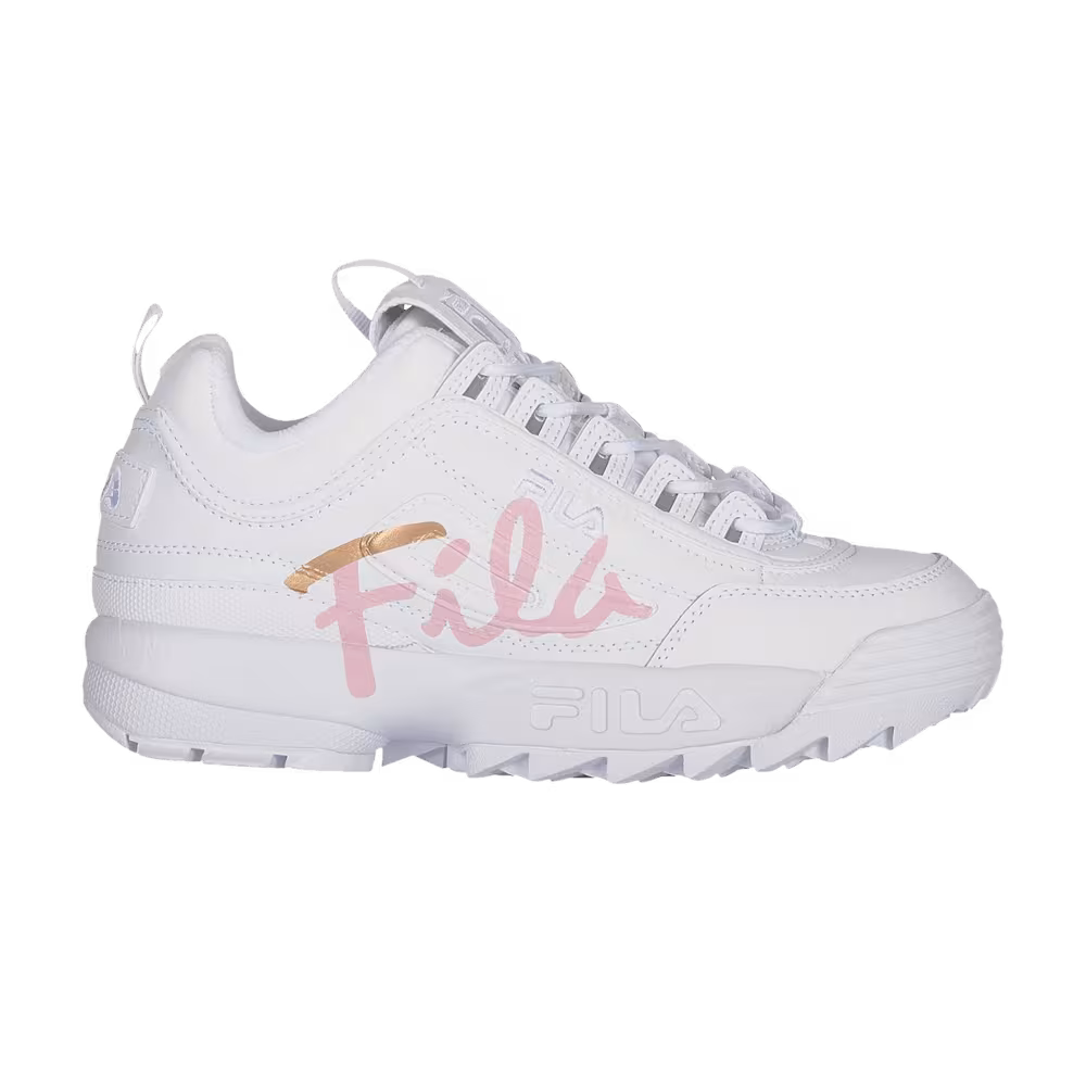 Fila Women's Disruptor 2 Script White Chalk Pink
