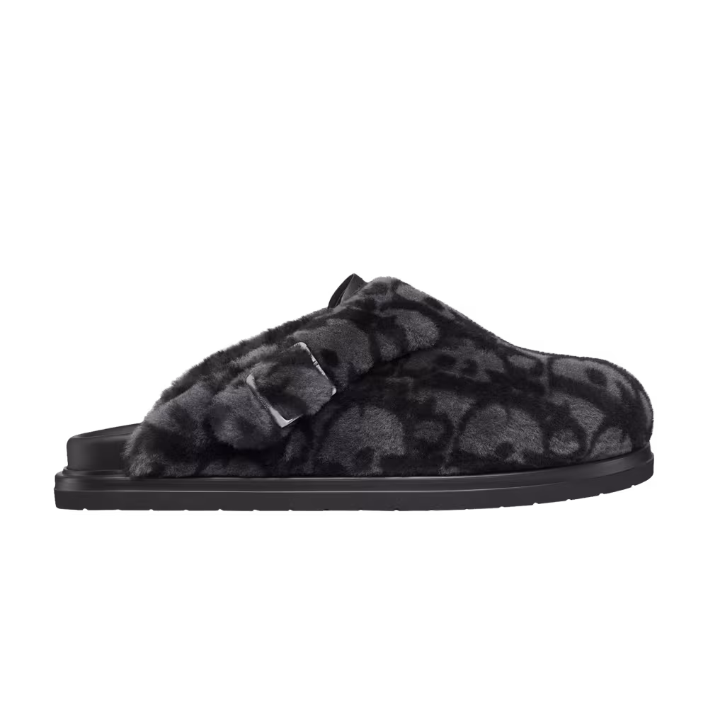 Dior Aqua Mule Dior Oblique Shearling - Grey