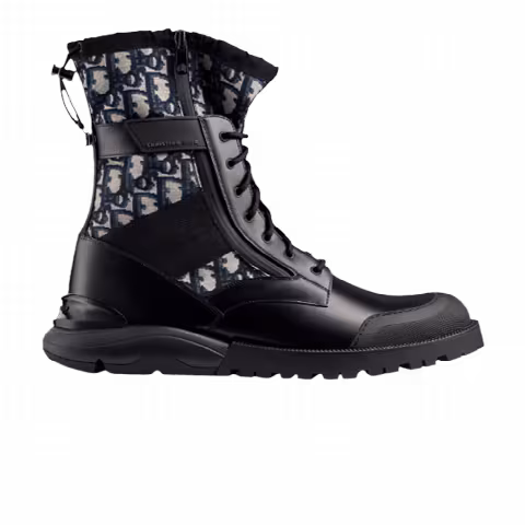 Dior Oblique Combat Boot 'Black Beige'