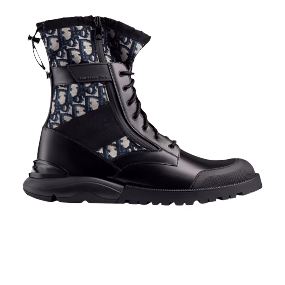 Dior Oblique Combat Boot Black Beige