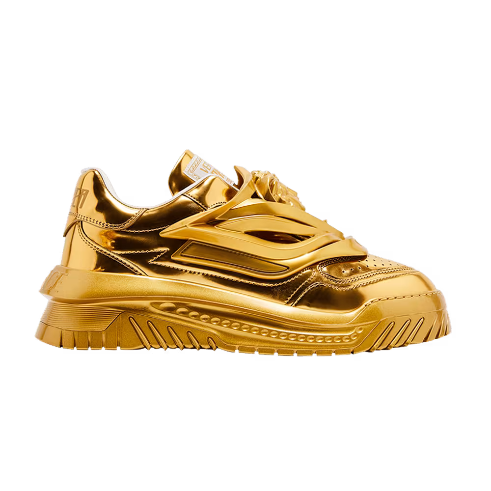 Versace Odissea Caged Rubber Medusa Sneaker Metallic Gold