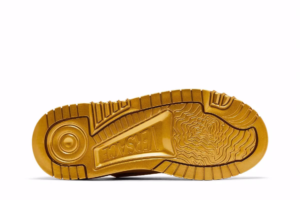 Versace Odissea Caged Rubber Medusa Sneaker Metallic Gold, view 5