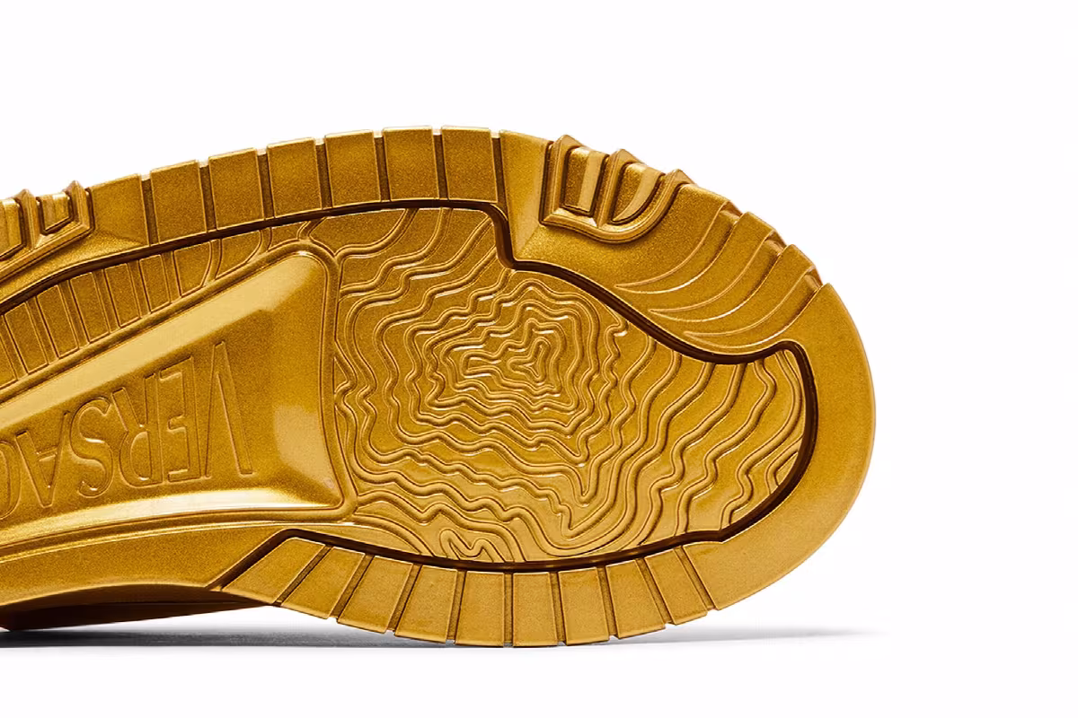 Versace Odissea Caged Rubber Medusa Sneaker Metallic Gold, view 6