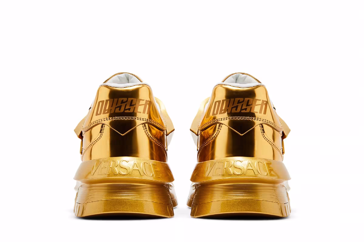 Versace Odissea Caged Rubber Medusa Sneaker Metallic Gold, view 7