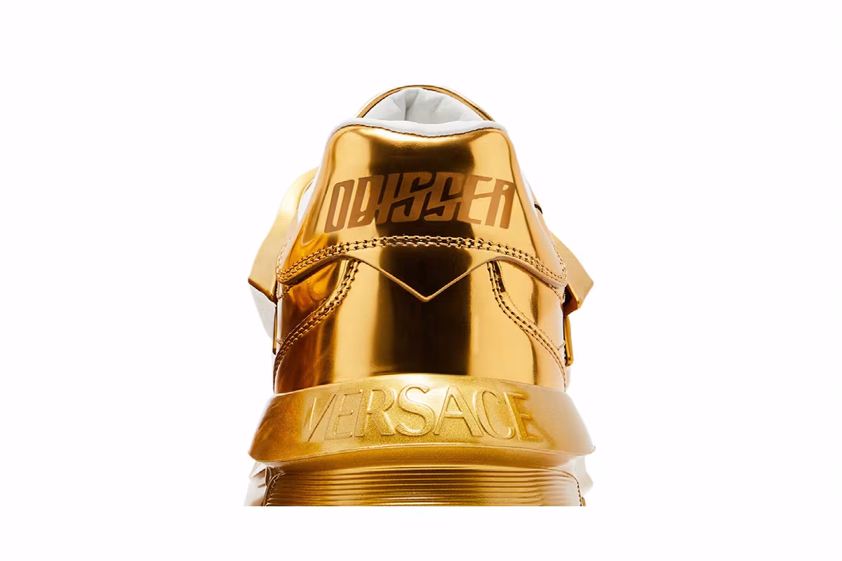 Versace Odissea Caged Rubber Medusa Sneaker Metallic Gold, view 8