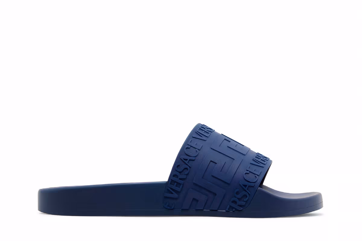 Versace Pool Slide La Greca - Navy Blue, view 2