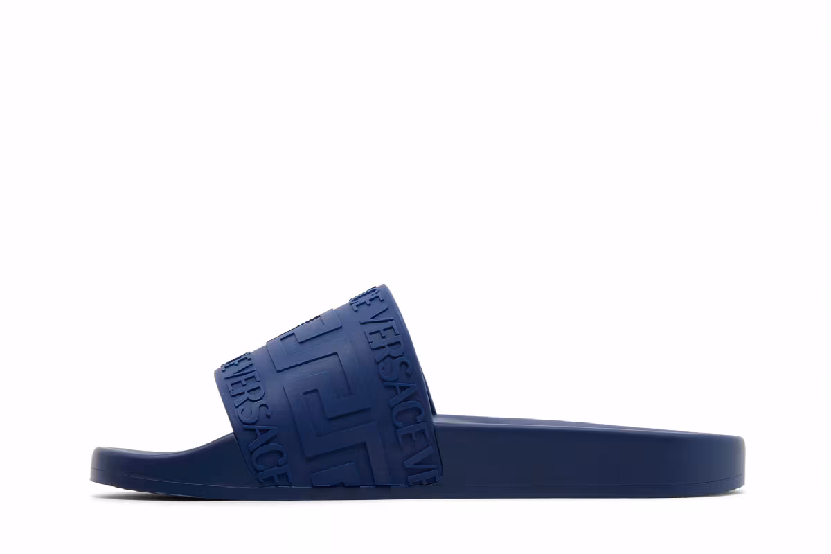 Versace Pool Slide La Greca - Navy Blue, view 4