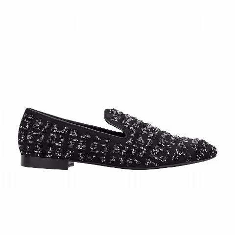 Versace Suede Bead-Embellished Slipper 'Black Silver'