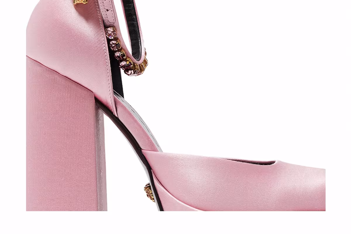 Versace Women's Medusa Aevitas Platform Pumps Pink, view 3