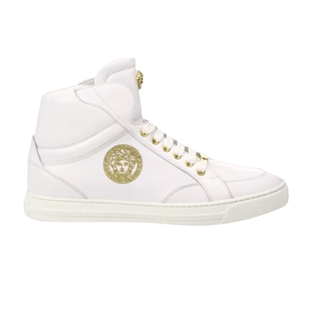 Versace Nappa Leather Mid Top Sneaker White