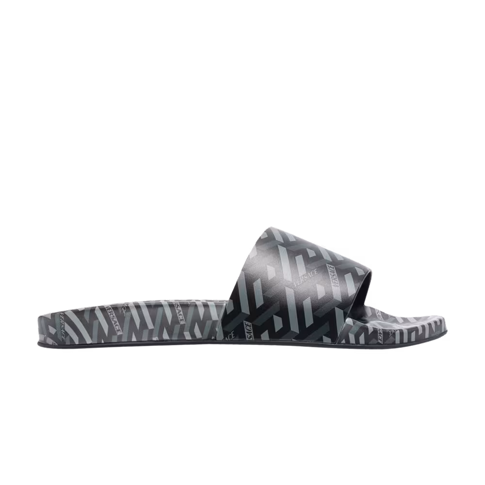 Versace Palazzo Pool Slide La Greca - Black Grey